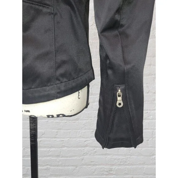 Harley Davidson Riding Jacket Womens SM Black Nylon Full Zip Leather Trim Biker - Picture 7 of 12